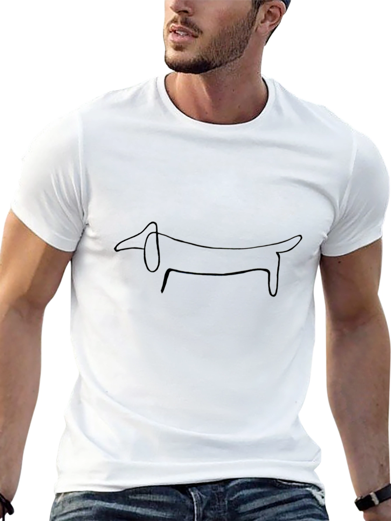 Black Minimalist Dachshund Graphic Black T-Shirt view 13