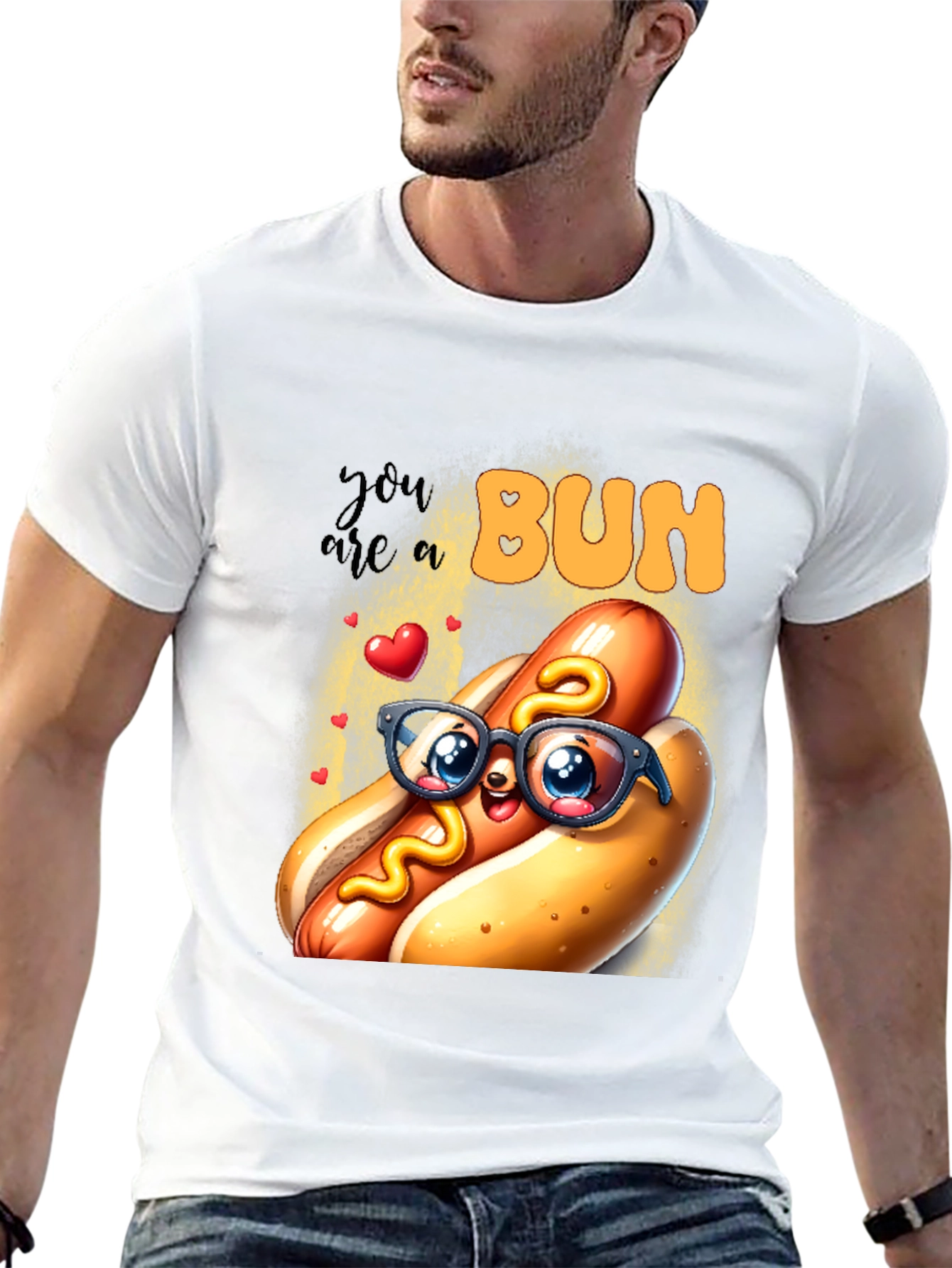 Black Cute Hotdog Graphic T-Shirt - "You are a Bun" view 13