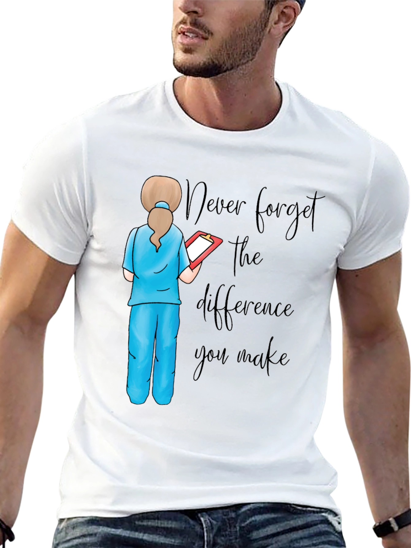 Black Nurse Quote Graphic Tee - Never Forget the Difference view 13