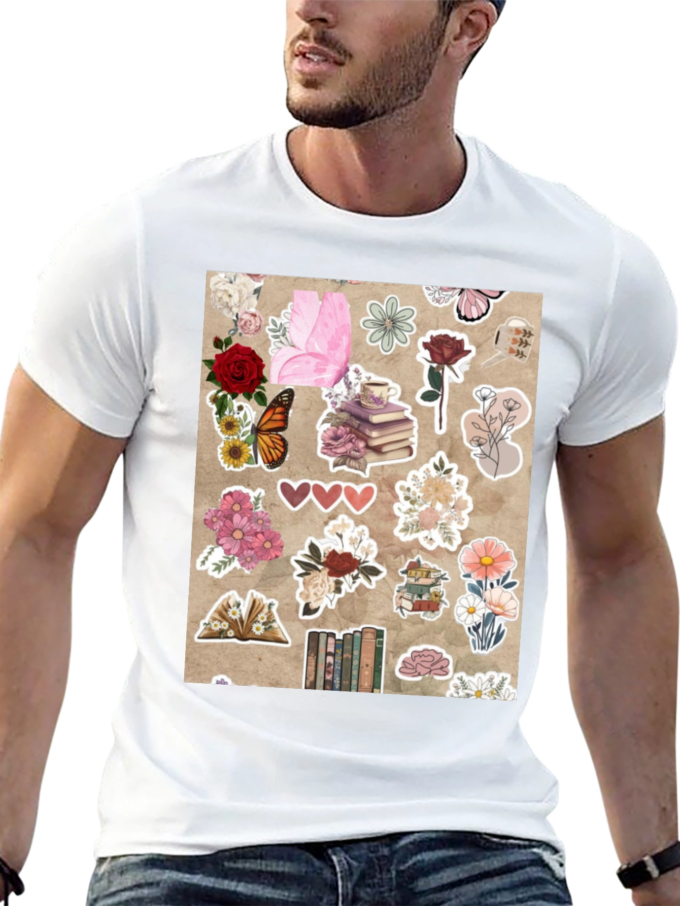 Black Floral Bookworm Graphic Tee view 13