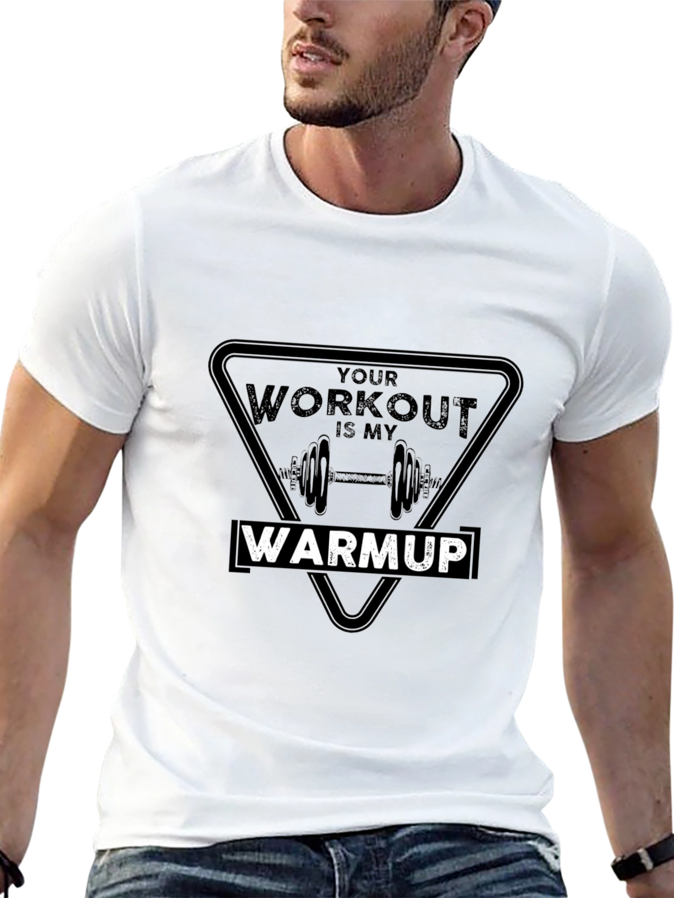 Black Workout Warmup T-Shirt: Gym Humor Tee view 13
