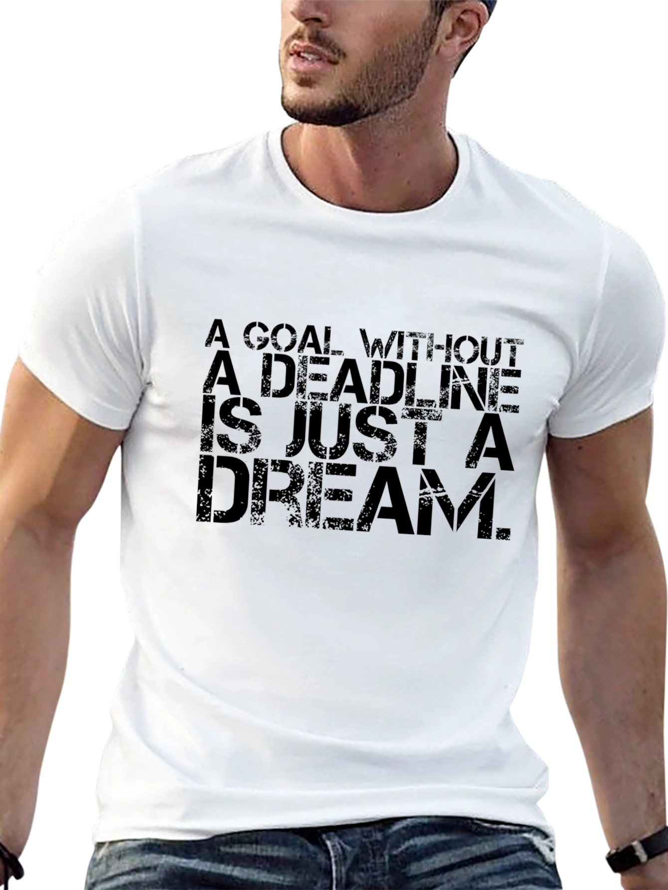 Black Goal Deadline Dream Black Graphic Tee view 13