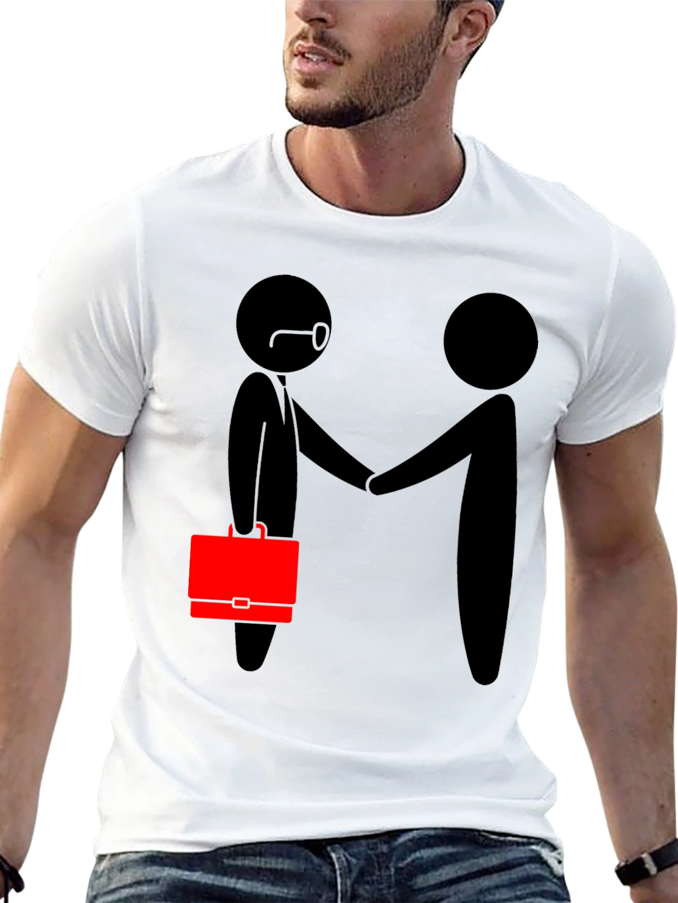 Black Funny Business Handshake Graphic T-Shirt view 13