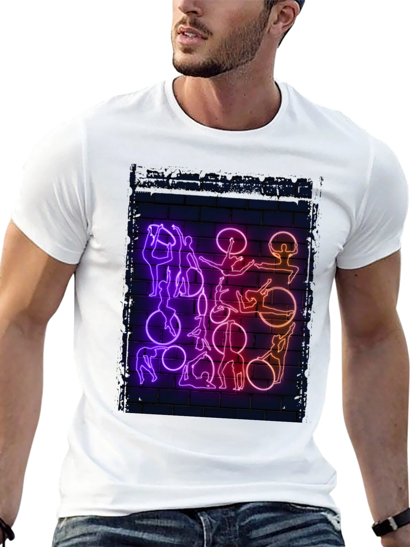 Black Neon Aerial Acrobatics Graphic T-Shirt view 13
