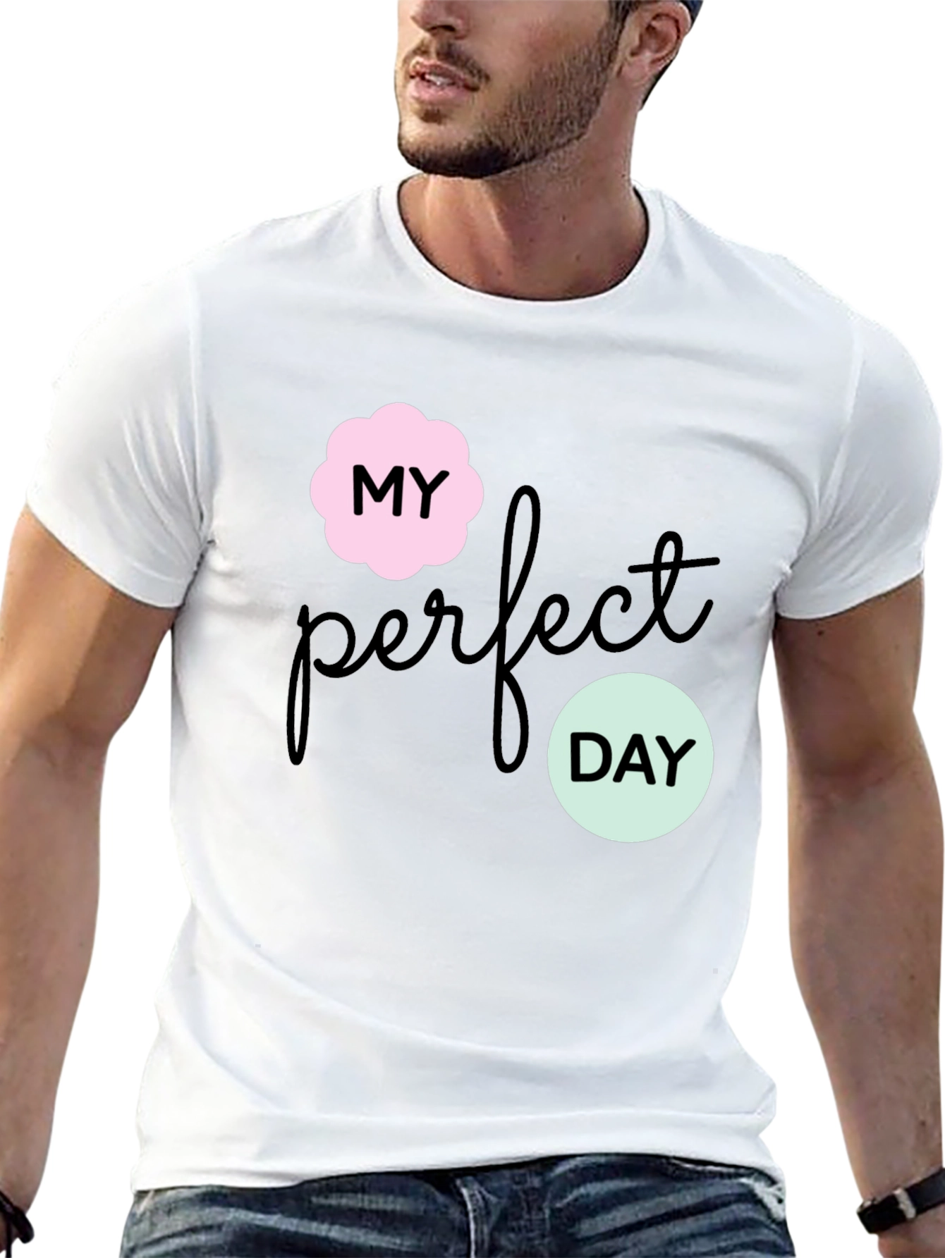 Black My Perfect Day Graphic Tee - Stylish Black T-Shirt view 13