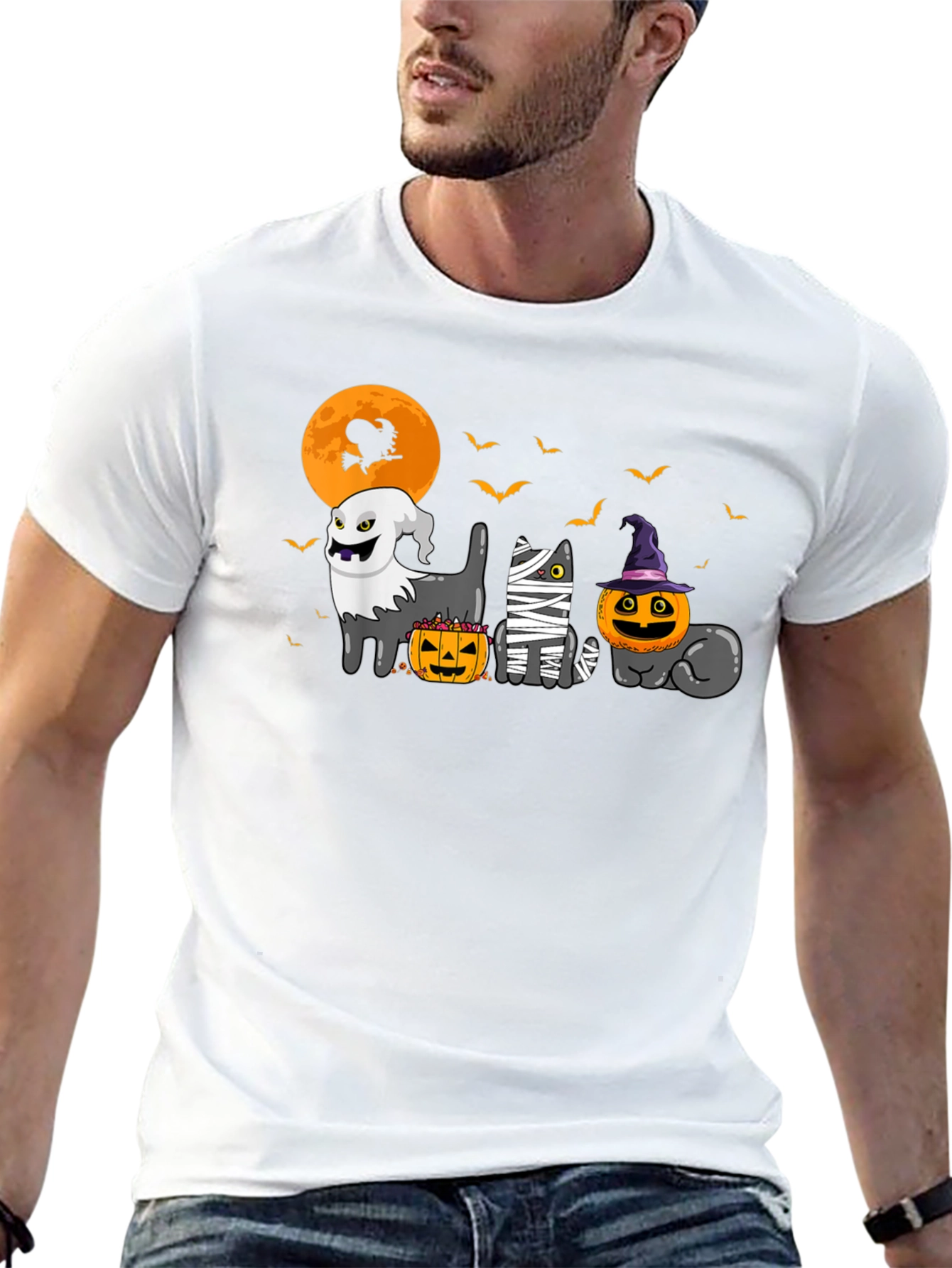 Halloween Cats Black T-Shirt - 13