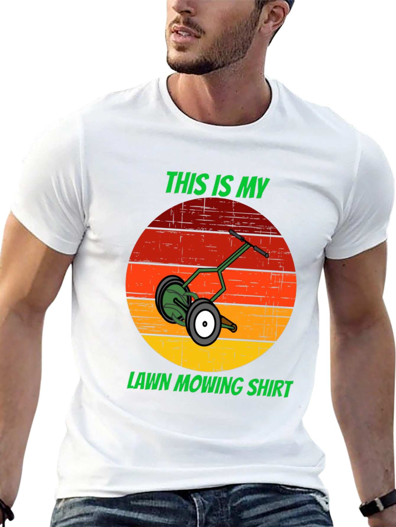 Black This Is My Lawn Mowing Shirt - Retro Mower Design Tee view 13
