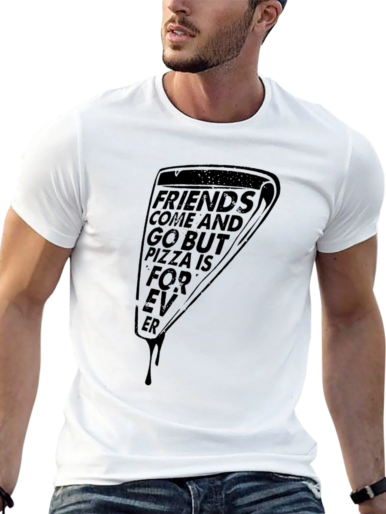 Black Pizza Forever Graphic Tee - Black Unisex Shirt view 13