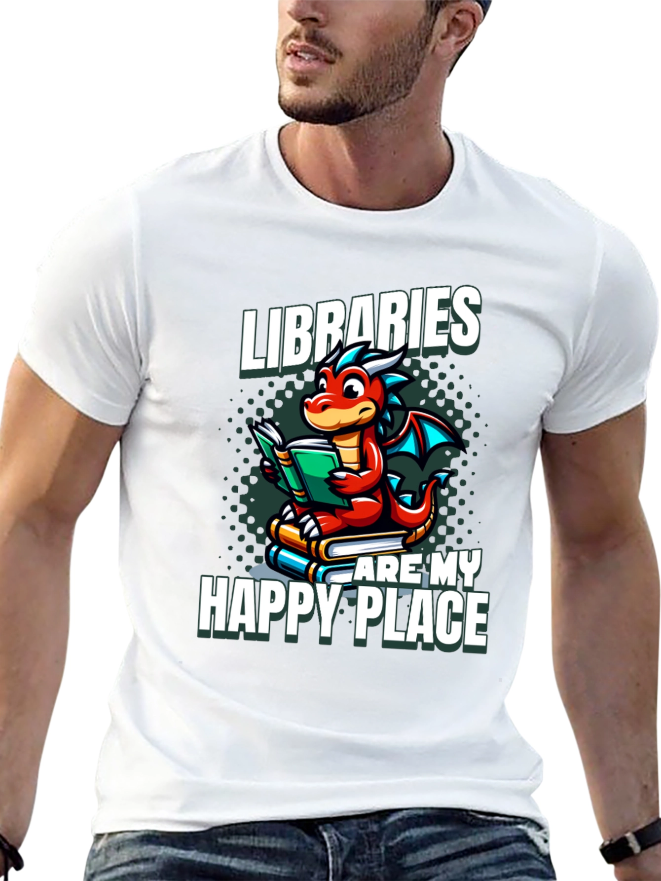 Black Libraries Are My Happy Place Dragon Reading Book T-Shirt view 13