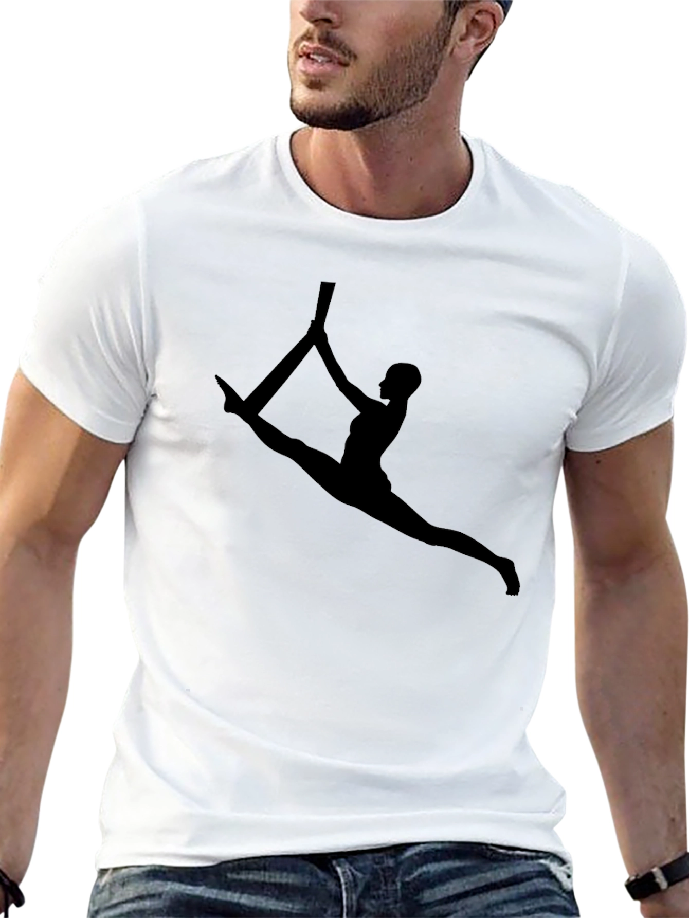 Black Aerial Yoga T-Shirt - Balance & Strength view 13