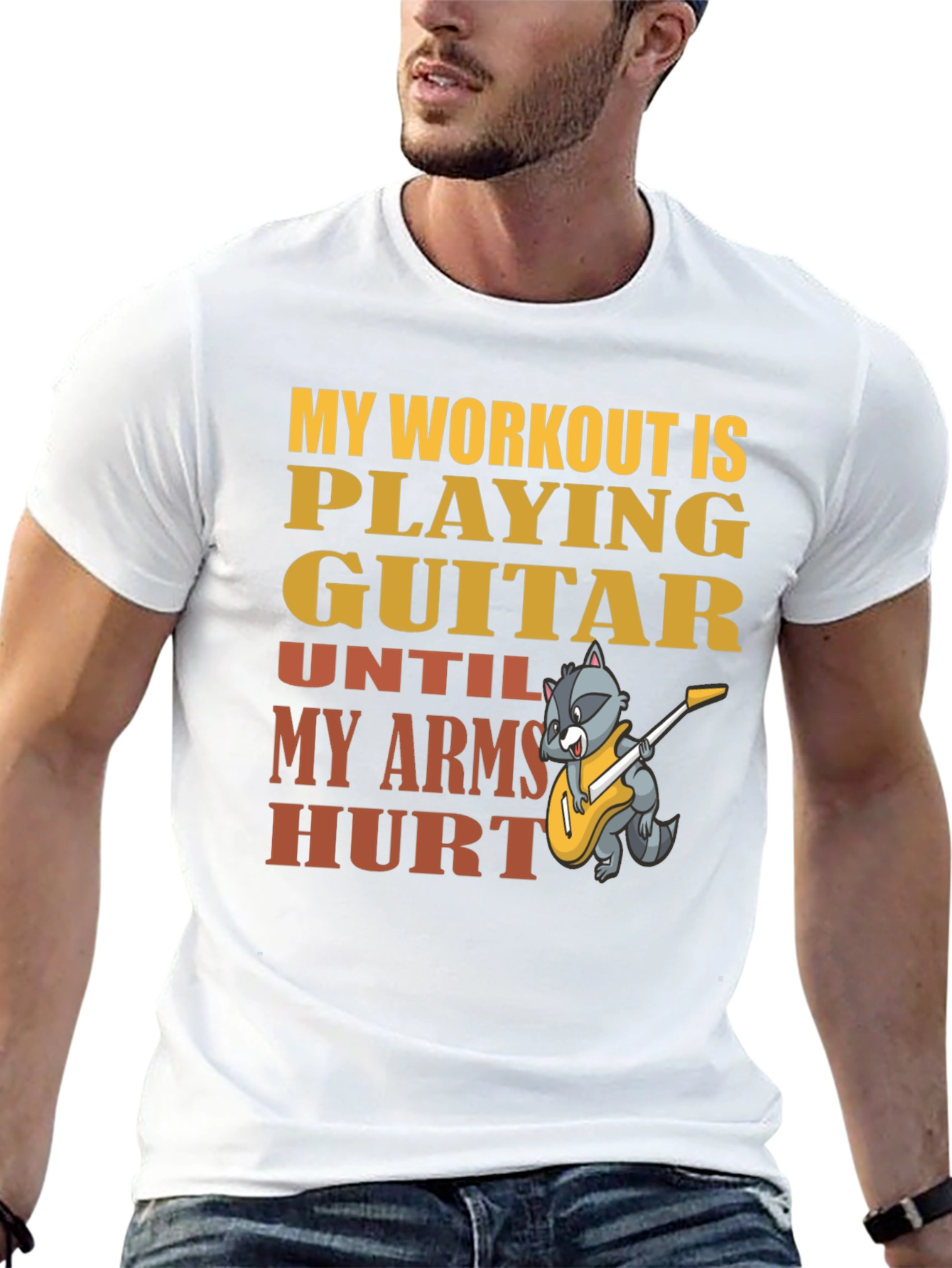 Black Guitar Workout T-Shirt - Musician Fitness Tee view 13