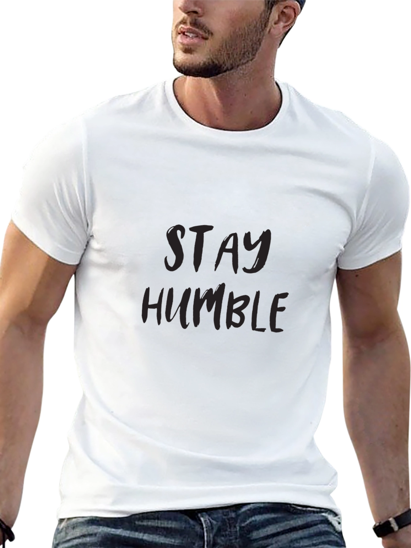 Black Stay Humble Black Tee - Men's Graphic T-Shirt view 13