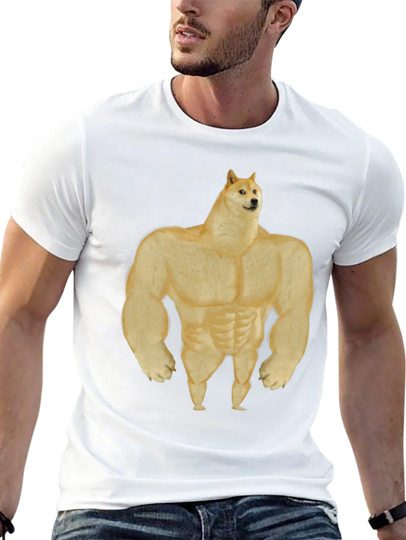Black Buff Doge T-Shirt - Funny Meme Tee view 13