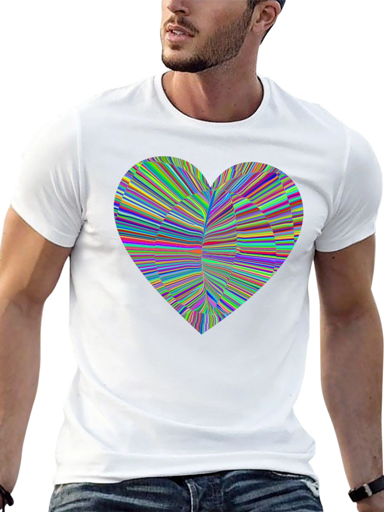 Black Colorful Heart Graphic Black T-Shirt view 13