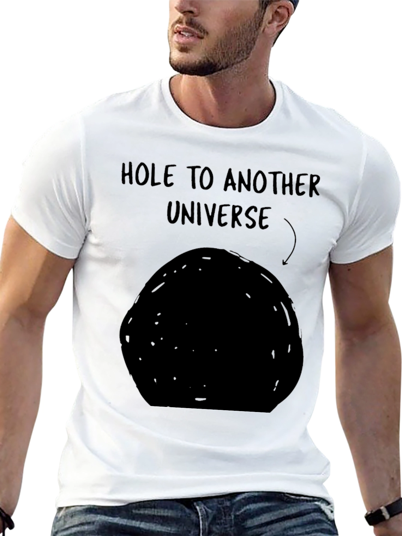 Black Black Hole to Another Universe Funny Graphic Tee view 13