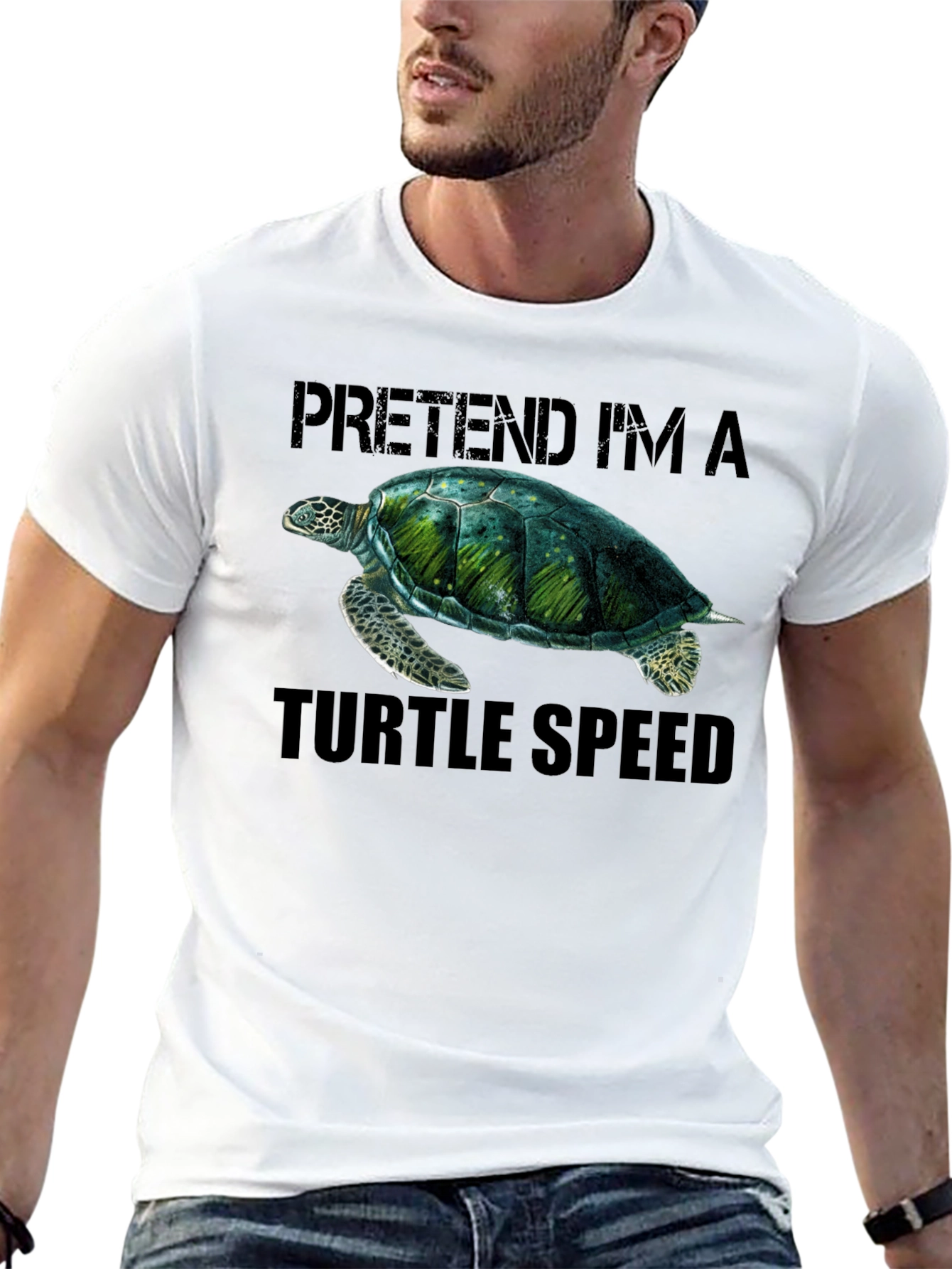Black Pretend I'm A Turtle Speed T-Shirt view 13