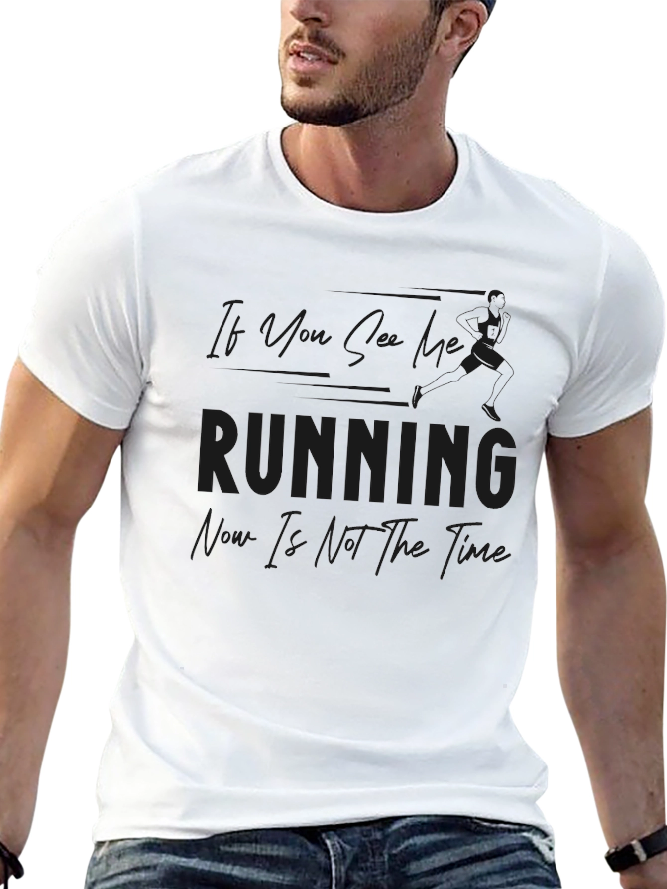 Black Funny Running Graphic T-Shirt - Now is Not The Time! view 13