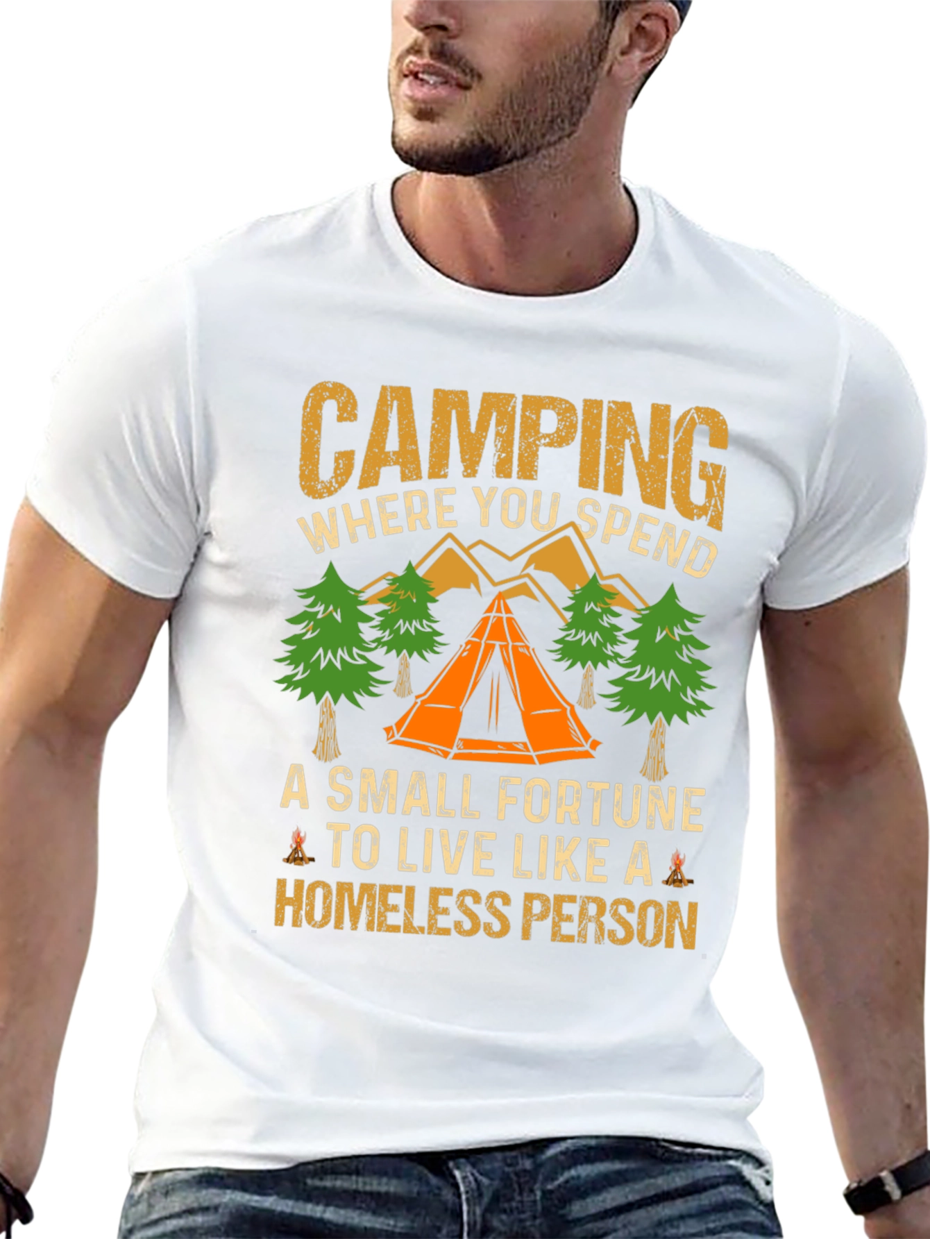 Black Camping Quote T-Shirt - Live Like a Homeless Person view 13