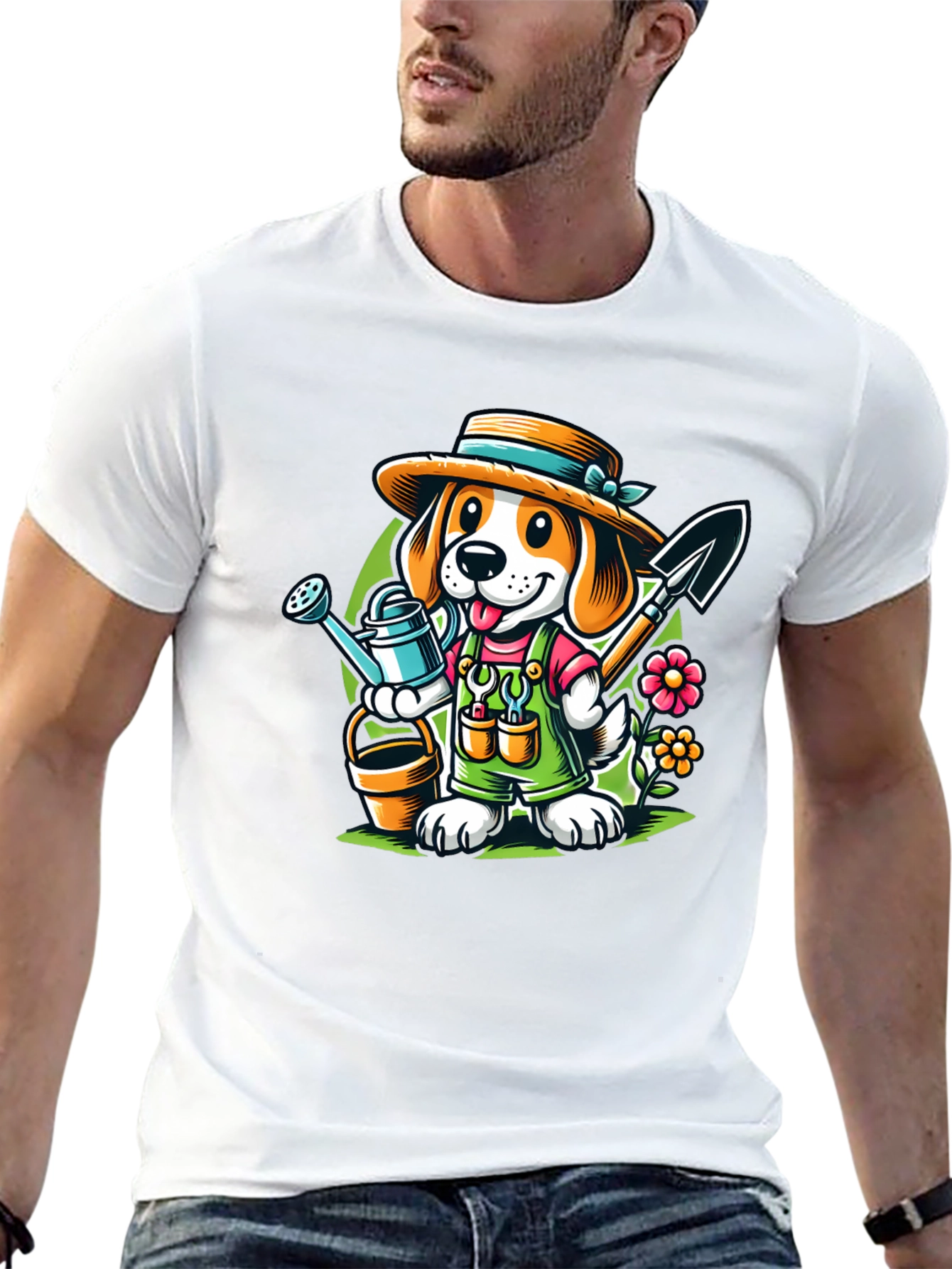 Black Gardener Dog T-Shirt - Cute Cartoon Animal Tee view 13