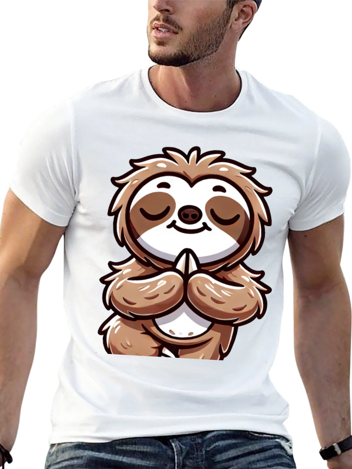 Black Meditating Sloth Graphic Tee - Relaxed Fit view 13