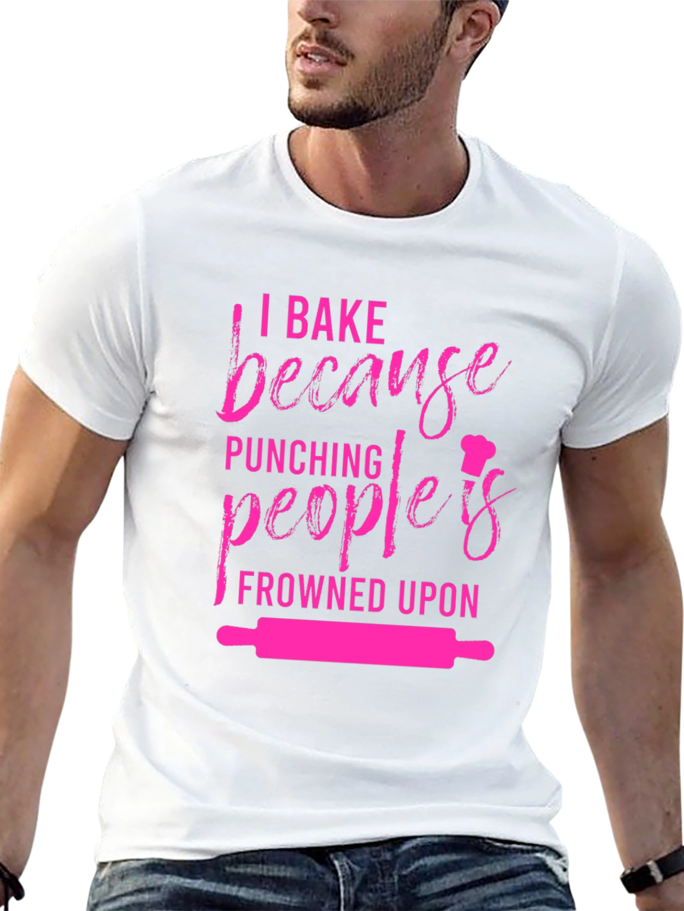 Black Baking Humor Graphic Tee - I Bake Because Punching Is Frowned Upon view 13