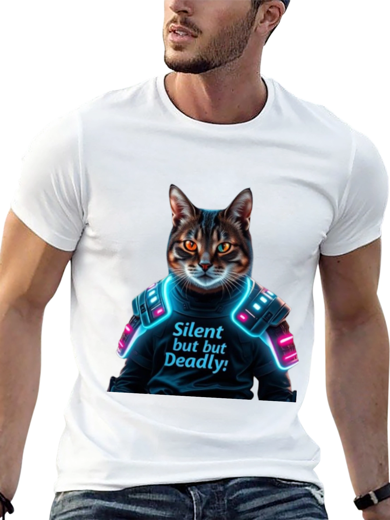 Black Silent but Deadly Cat T-Shirt view 13