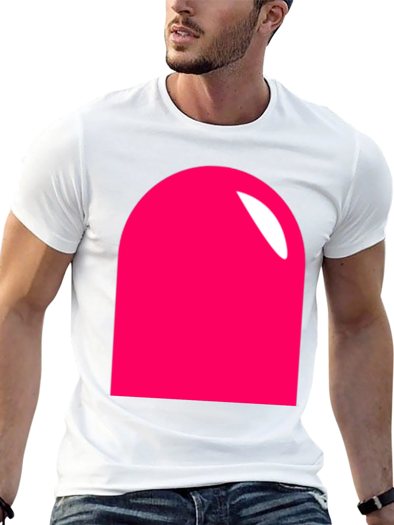 Black Modern Pink Rounded Rectangle Graphic T-Shirt view 13