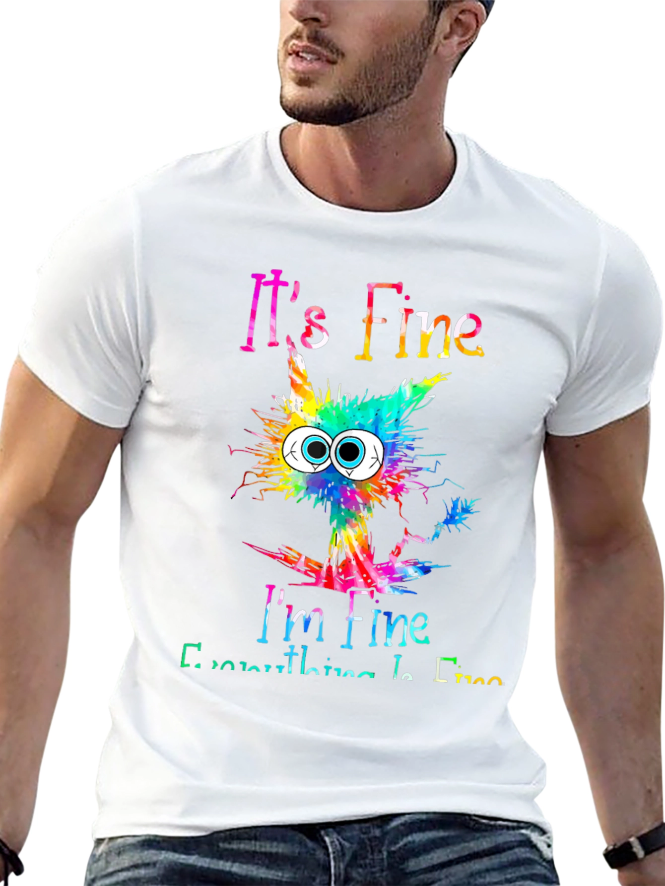 Black It's Fine I'm Fine Cat Graphic Tee view 13