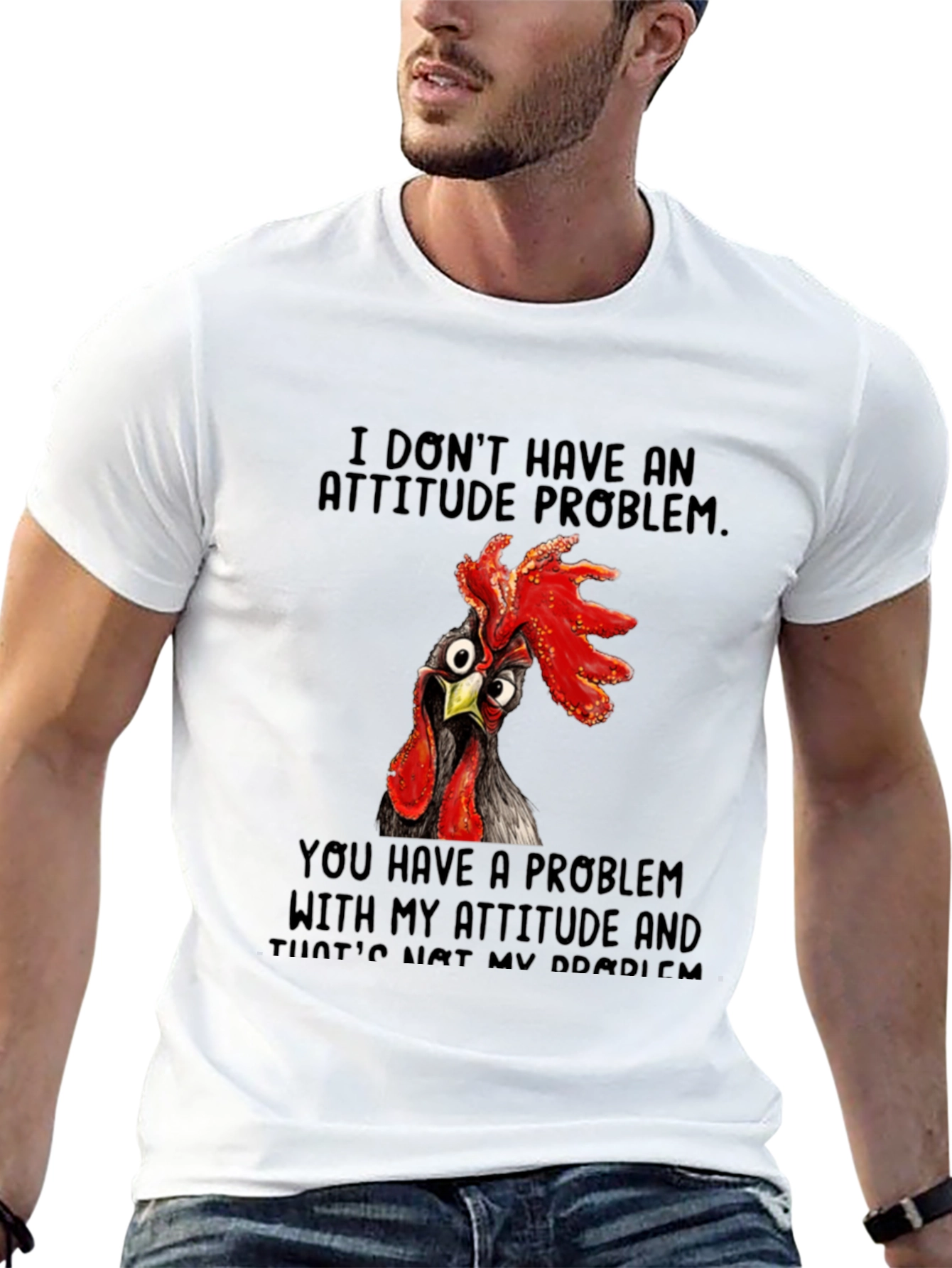 Black Funny Chicken Attitude T-Shirt view 13