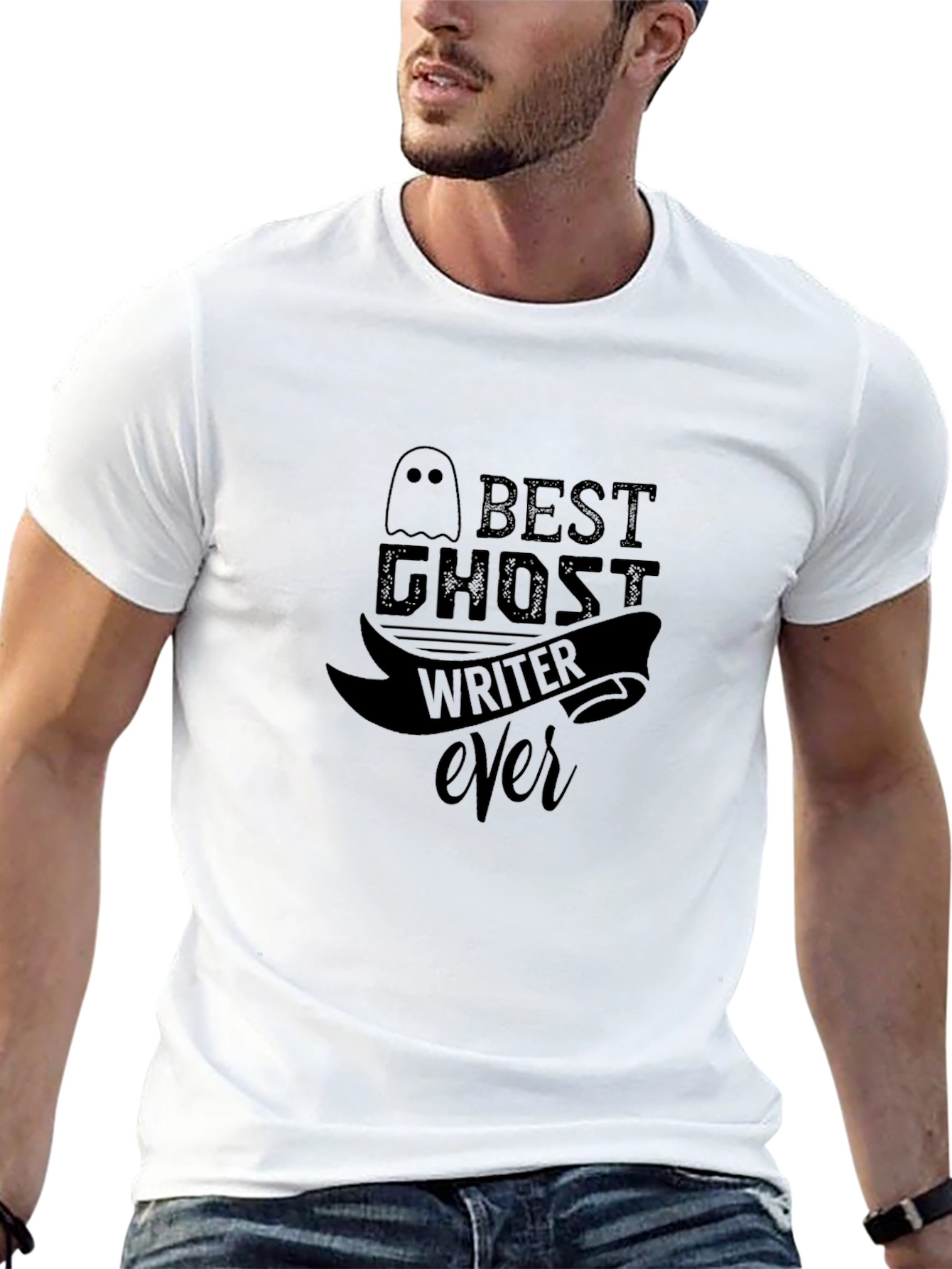 Black Best Ghost Writer Ever Black T-Shirt view 13