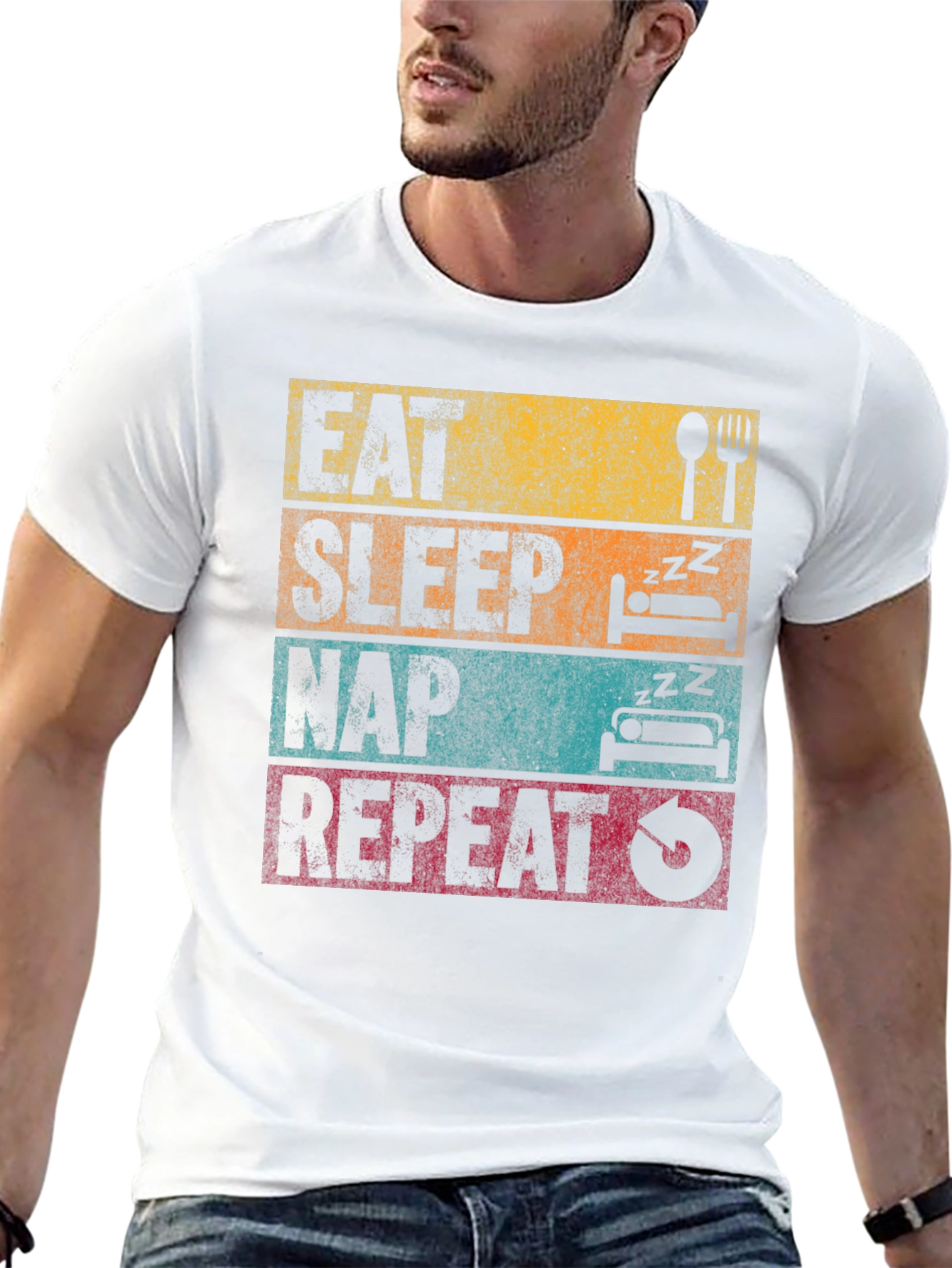 Black Eat Sleep Nap Repeat Graphic Tee view 13