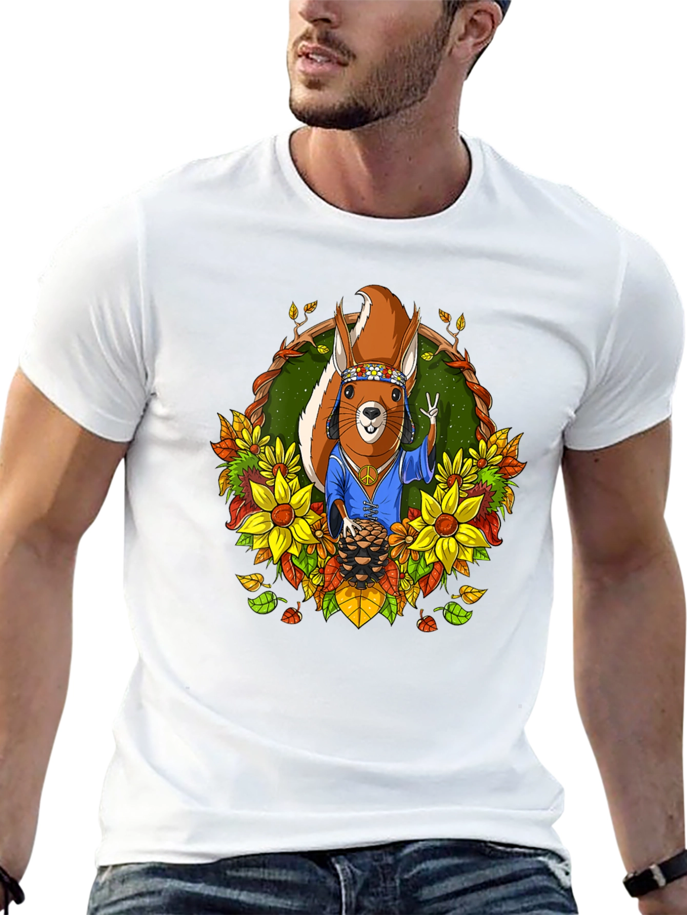 Black Hippie Squirrel T-Shirt: Peace, Love, & Nuts view 13