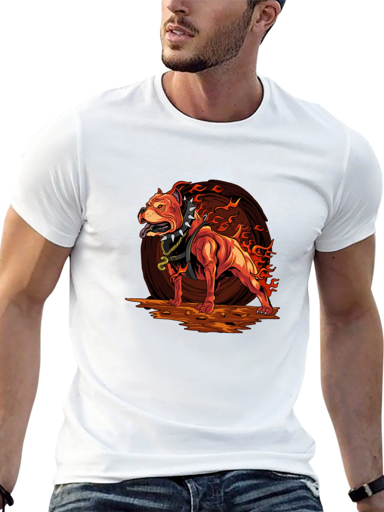 Fiery Pitbull Graphic Tee - Bold Streetwear - 13