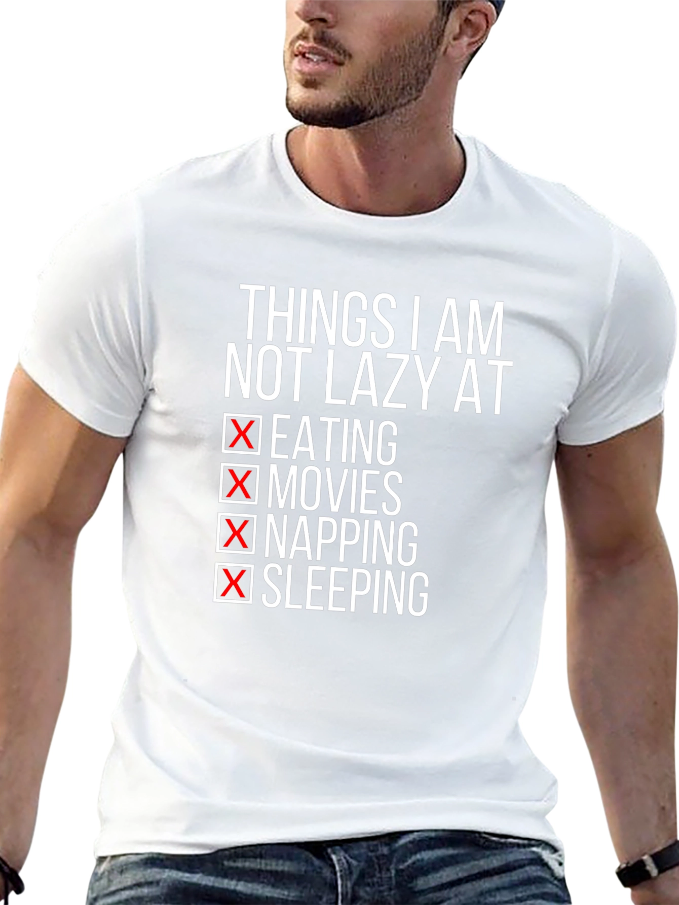Black Funny Lazy T-Shirt - Eating Movies Napping Sleeping view 13