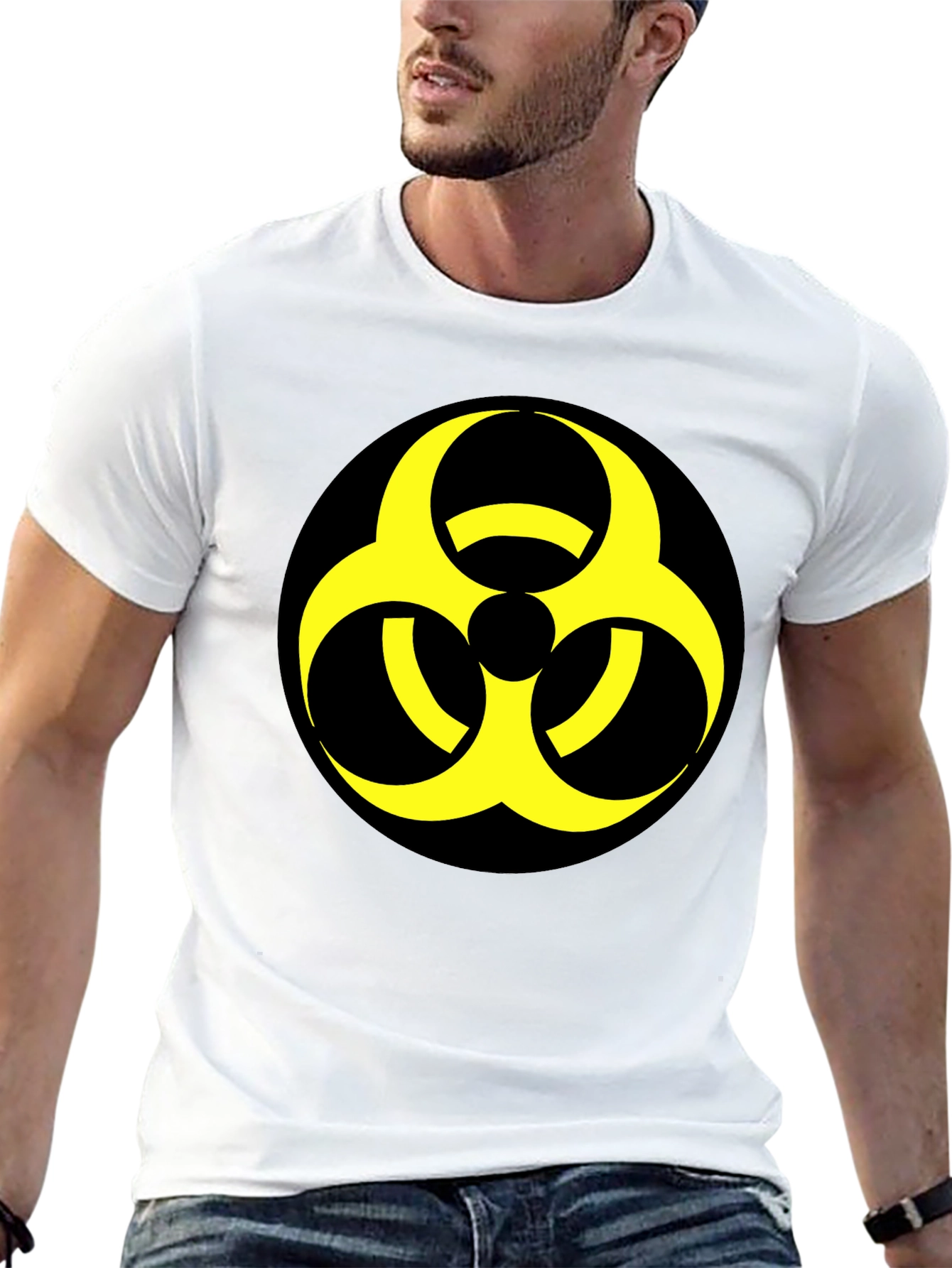 Black Biohazard Symbol Graphic Tee - Bold & Unique view 13