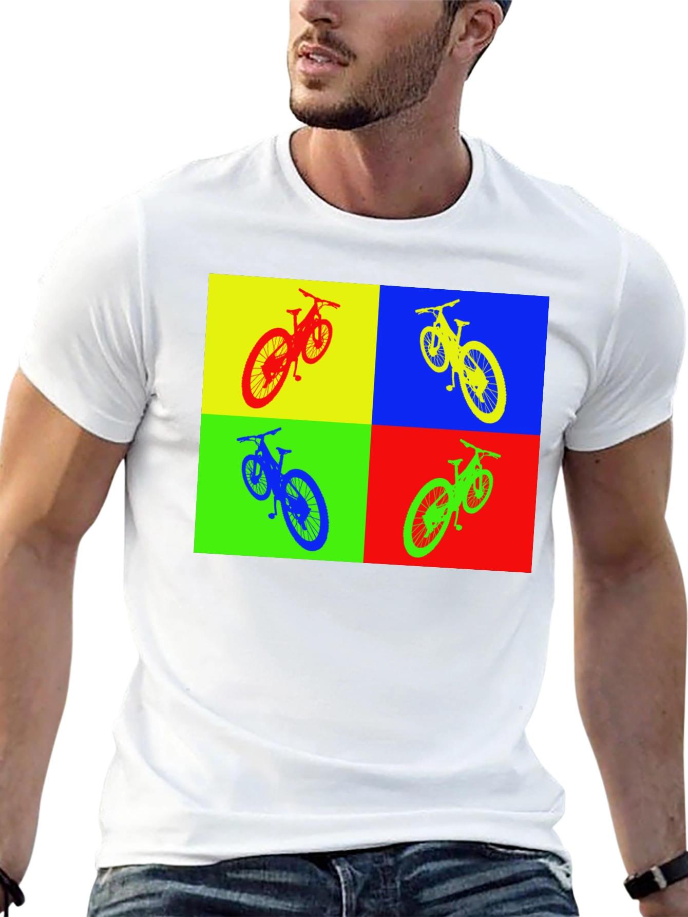 Black Pop Art Bike T-Shirt - Colorful Cycling Tee view 13