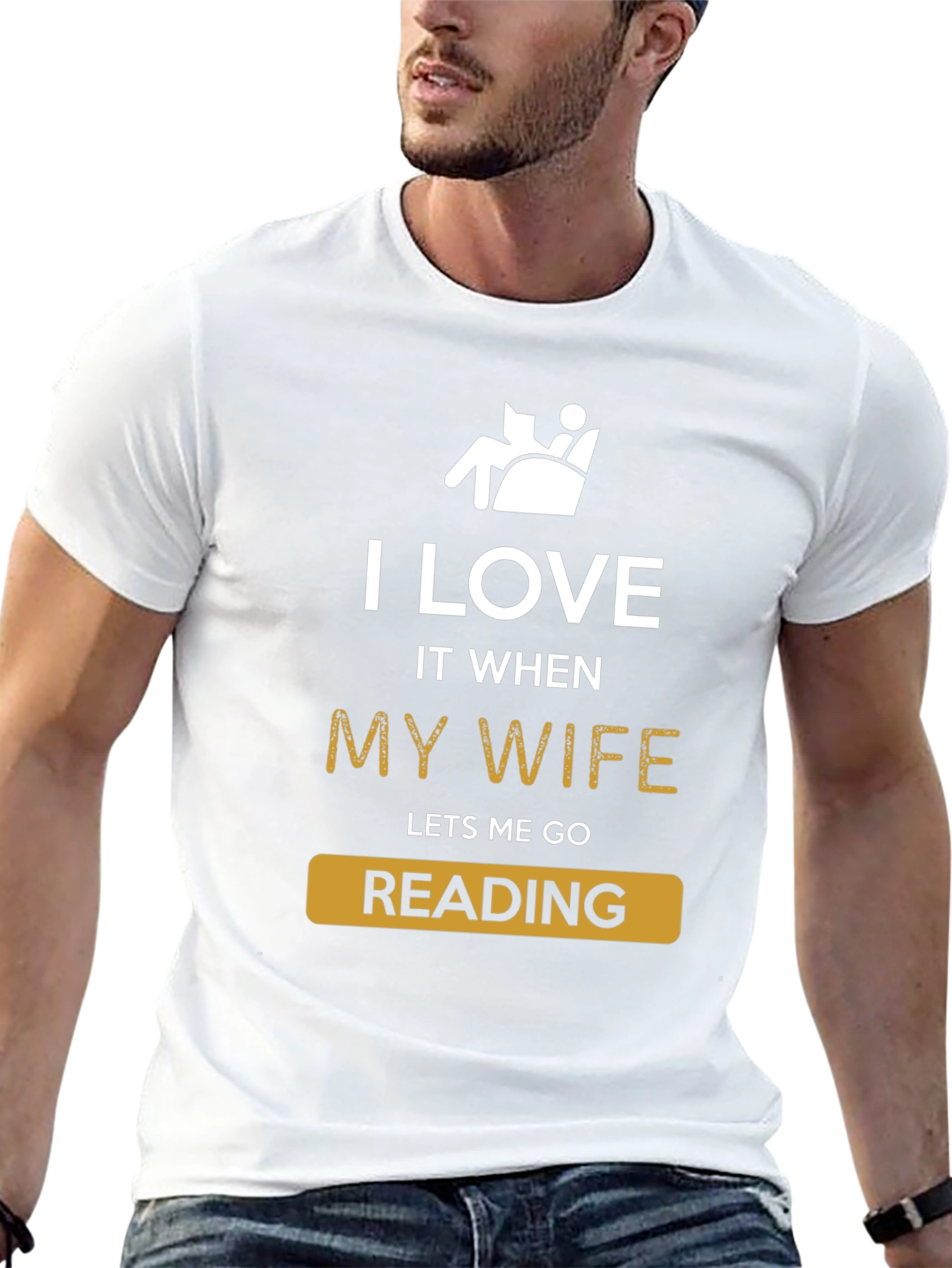 Black Funny Reading T-Shirt - I Love My Wife view 13