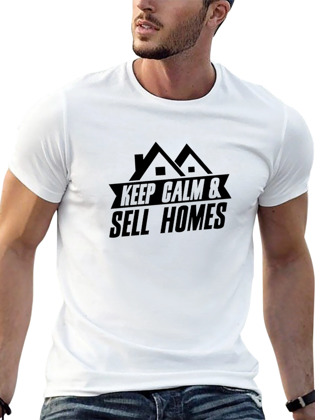 Black Keep Calm & Sell Homes T-Shirt view 13