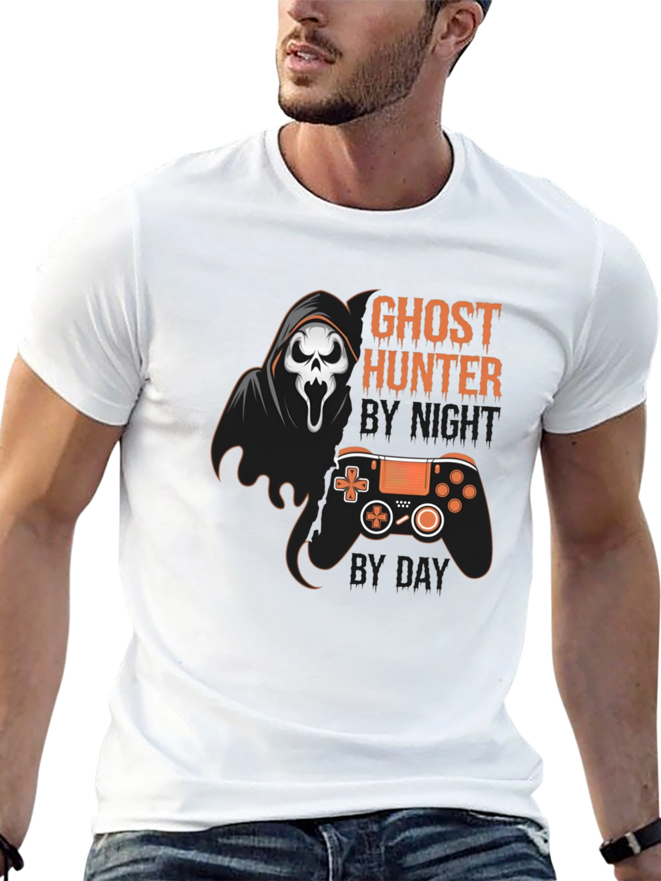 Black Ghost Hunter Gaming T-Shirt view 13