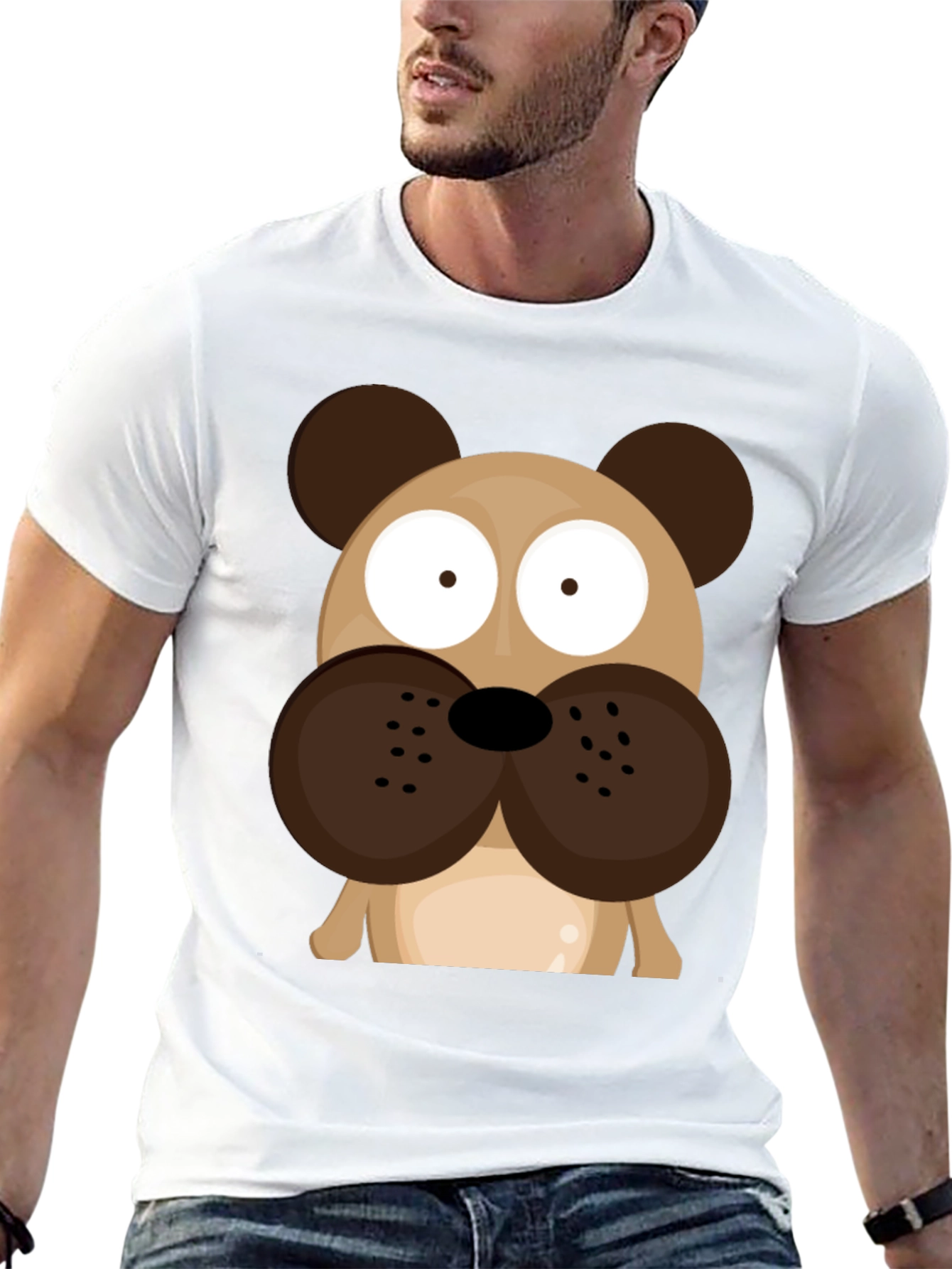 Black Cartoon Dog Graphic T-Shirt - Men's Black Tee view 13