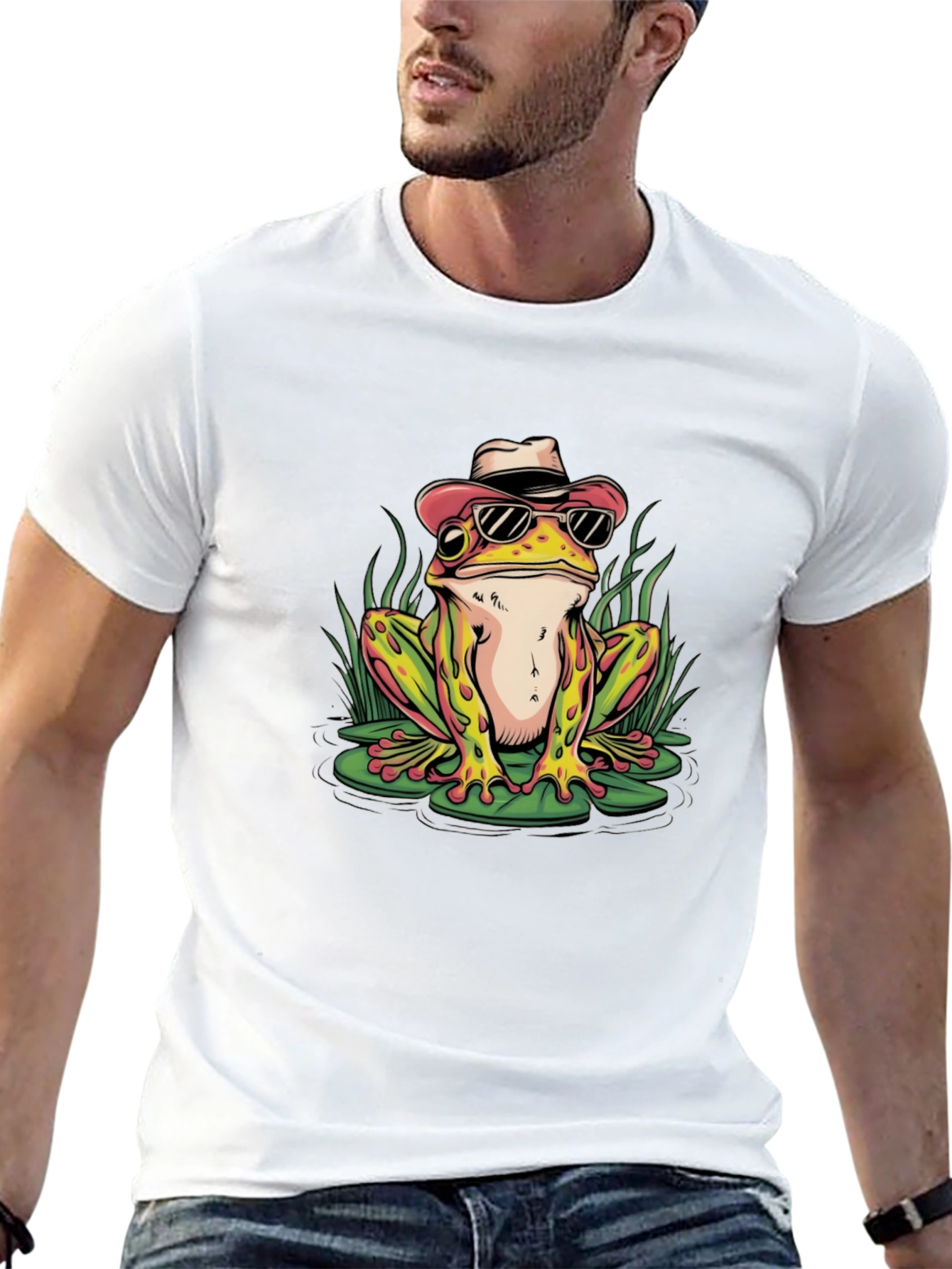 Black Frog with Hat Graphic T-Shirt view 13