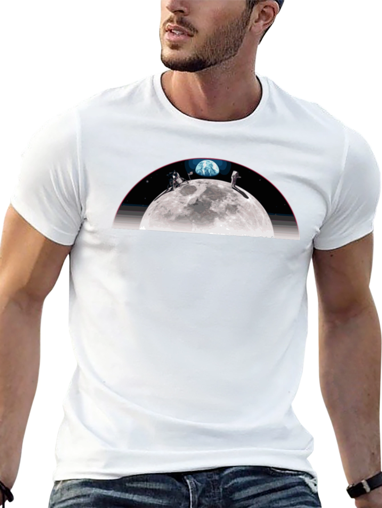Black Moon Landing Graphic Tee - Black Crew Neck T-Shirt view 13