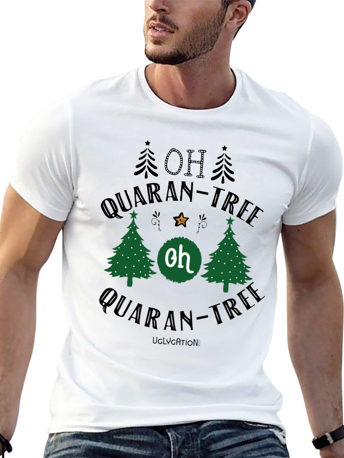 Black Oh Quaran-Tree Black Cotton T-Shirt view 13