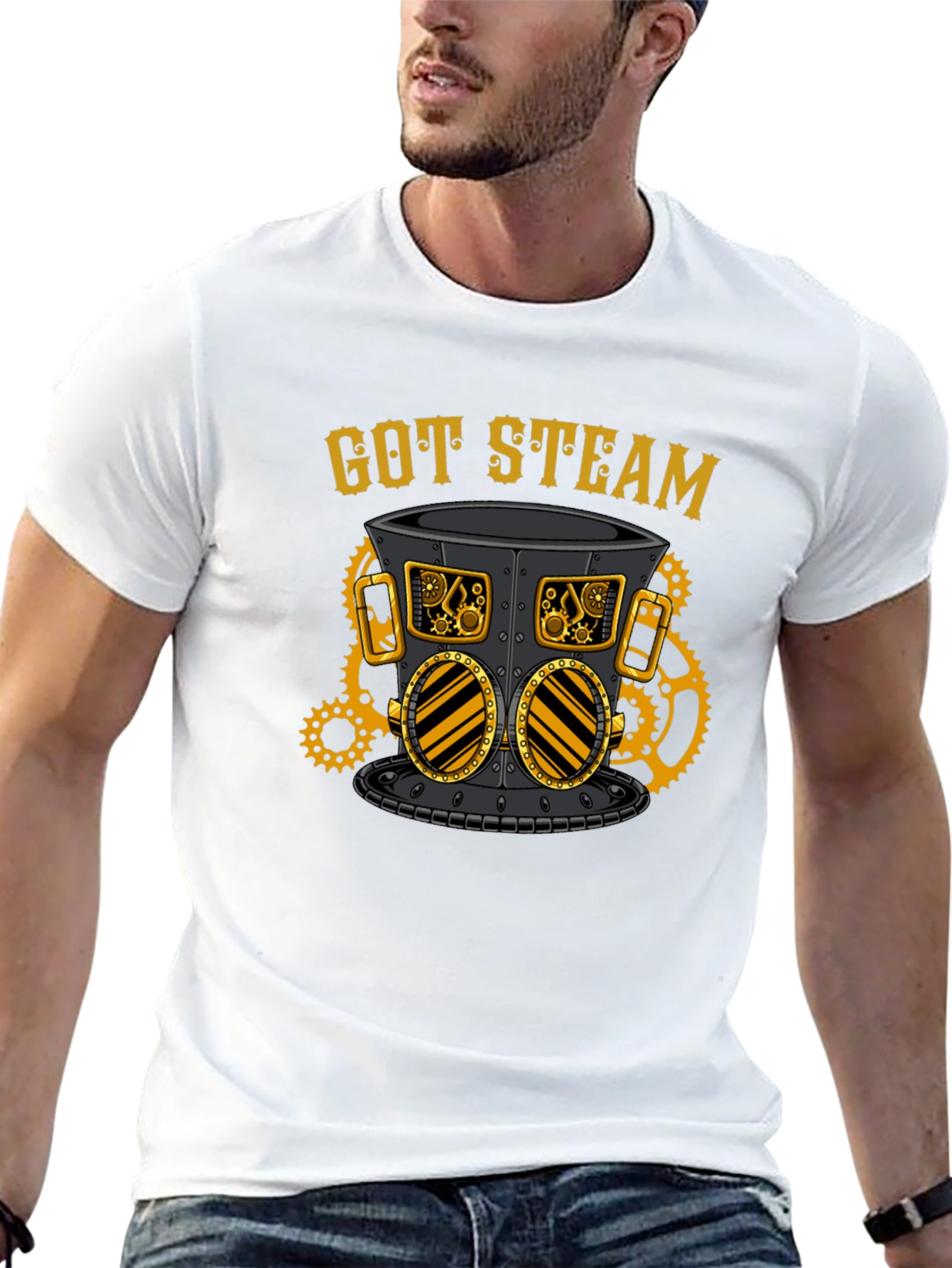 Black Steampunk "Got Steam" Graphic Tee view 13