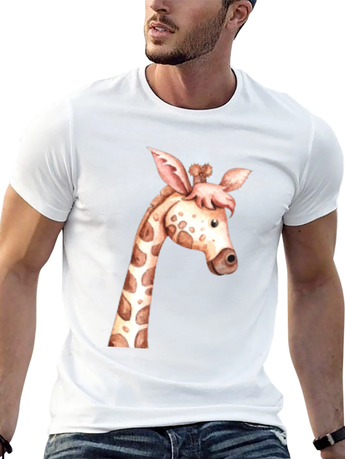 Black Giraffe Graphic Tee - Unisex Black T-Shirt view 13