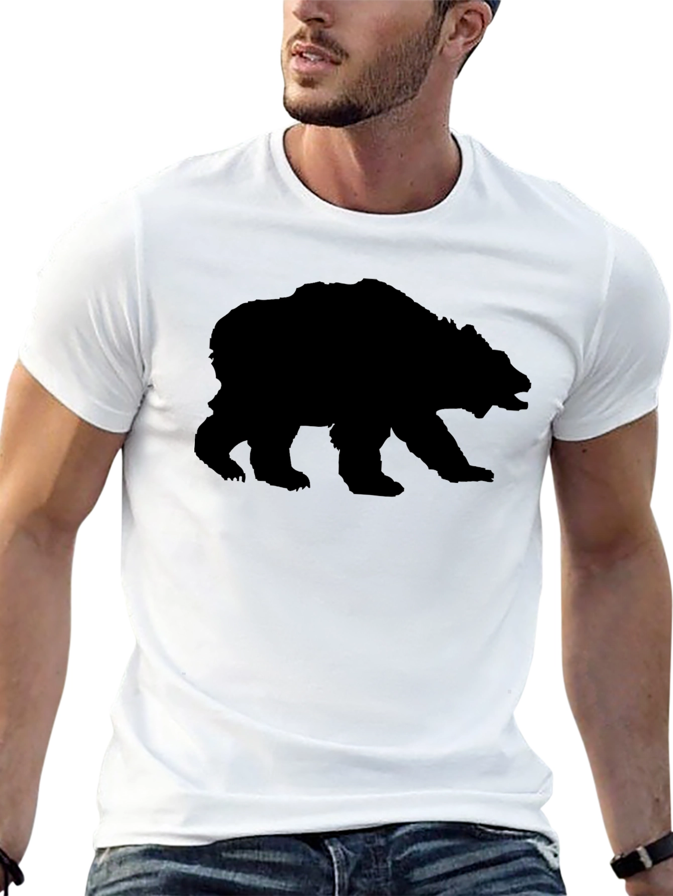 Black Bear Silhouette Graphic Print T-Shirt view 13