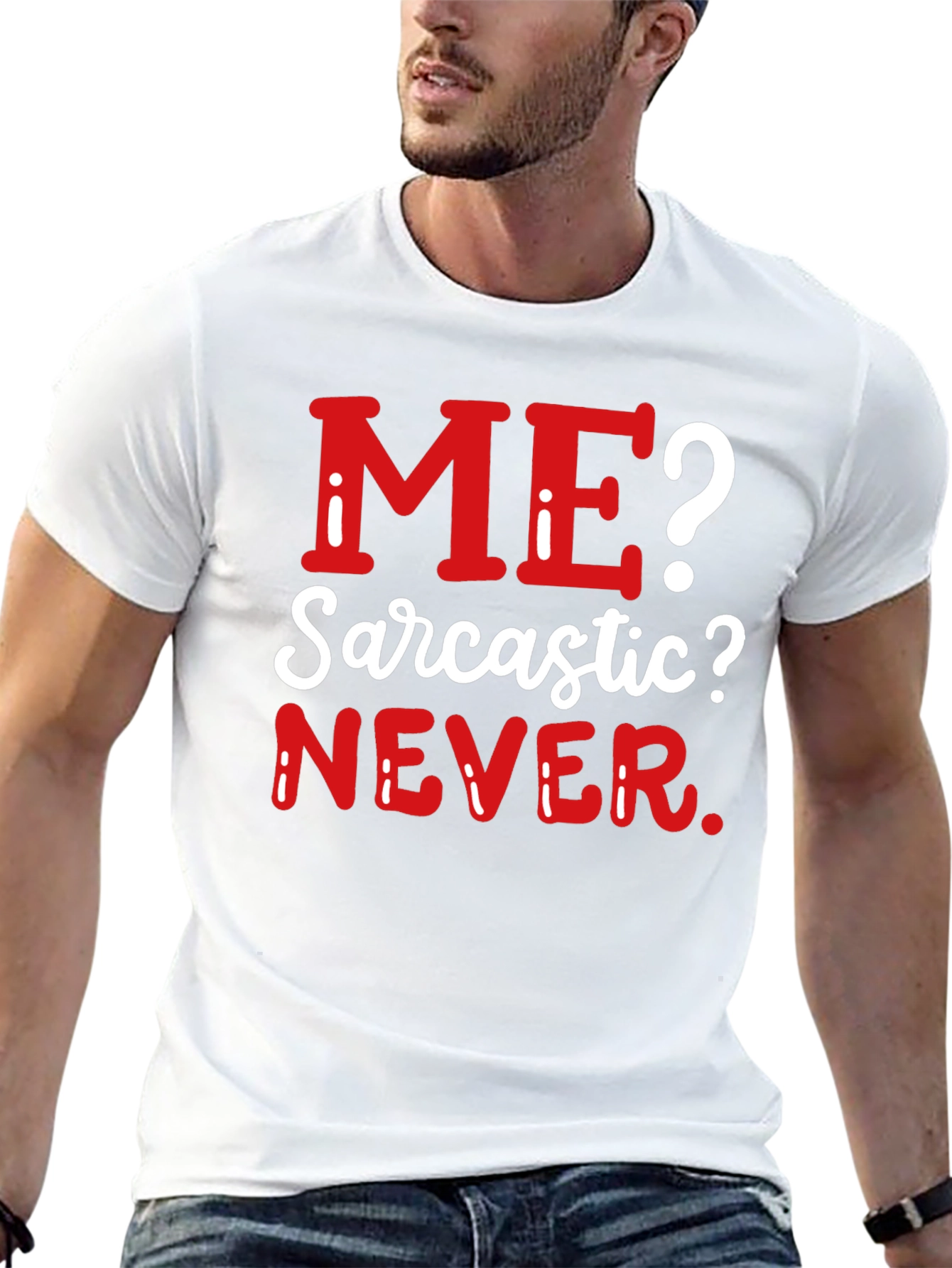 Black Sarcastic Never T-Shirt - Funny Graphic Tee view 13