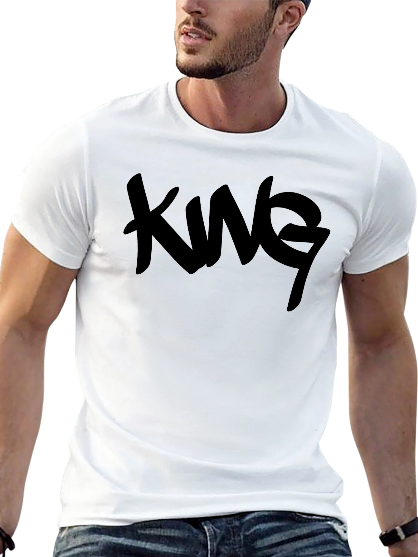 Black King Graphic Print Men's Black T-Shirt view 13