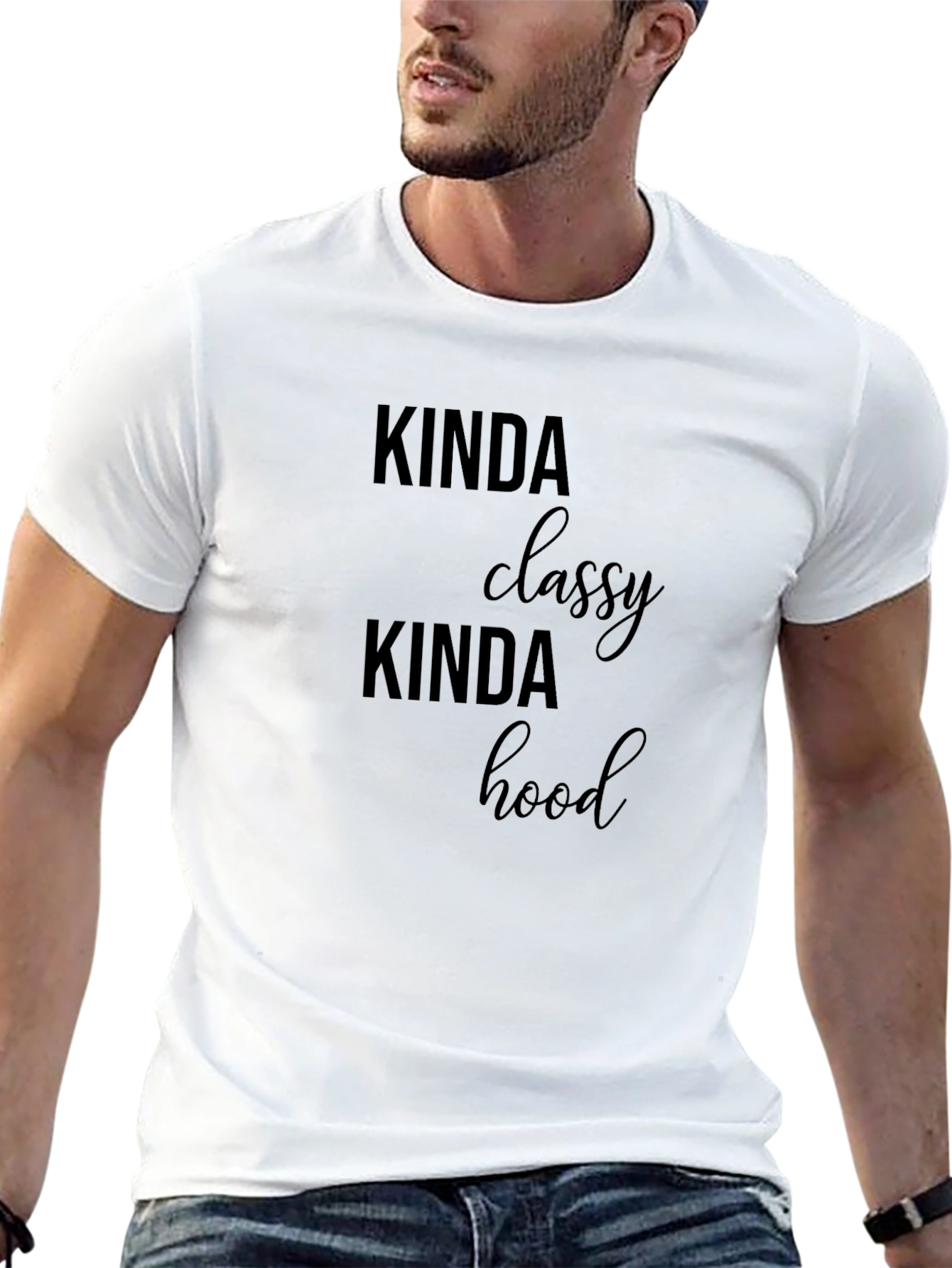 Kinda Classy Kinda Hood Graphic Tee - Black T-Shirt - 13