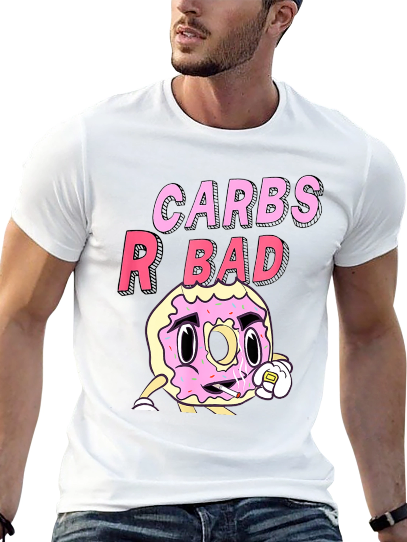 Black Carbs R Bad T-Shirt Funny Donut Design view 13